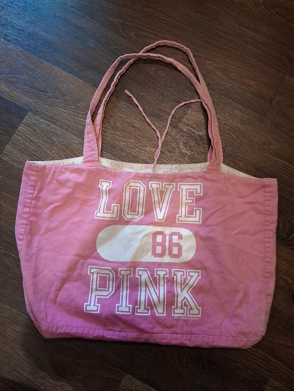 Victoria's Secret PINK Pink Canvas Tote Bag - LOVE 86 Y2k